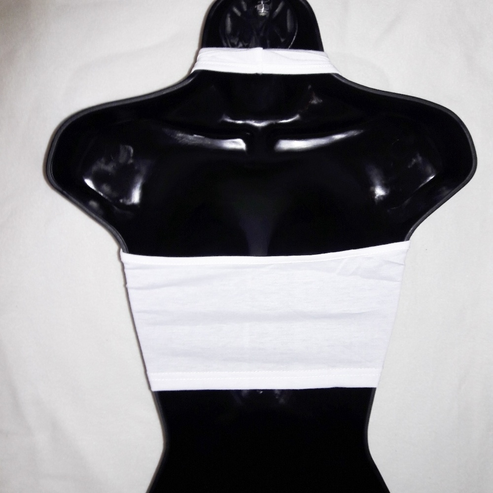 Sexy White Stretchy Knit Halter Crop Top - Picture 4 of 4